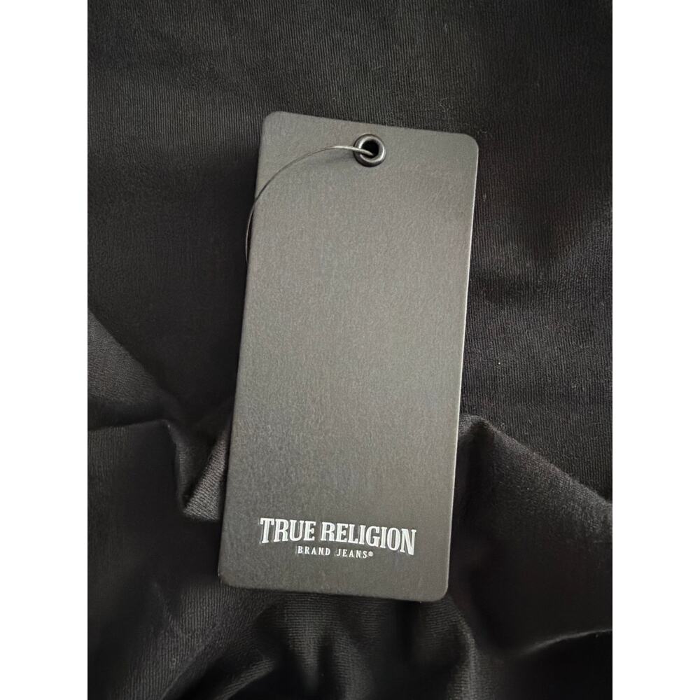 True Religion Buddha Logo T-shirt V-Neck Jet Black Women's Small NEW - Picture 8 of 10